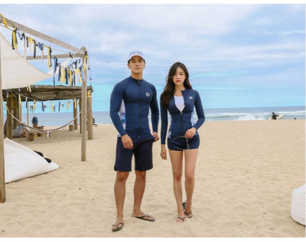 Bộ đồ lặn đôi nam nữ chia tay dài quần sứa quần áo snorkeling lướt bộ đồ bơi chống nắng nhanh khô Hàn Quốc - Vài đồ bơi 	đồ đôi đi biển big size