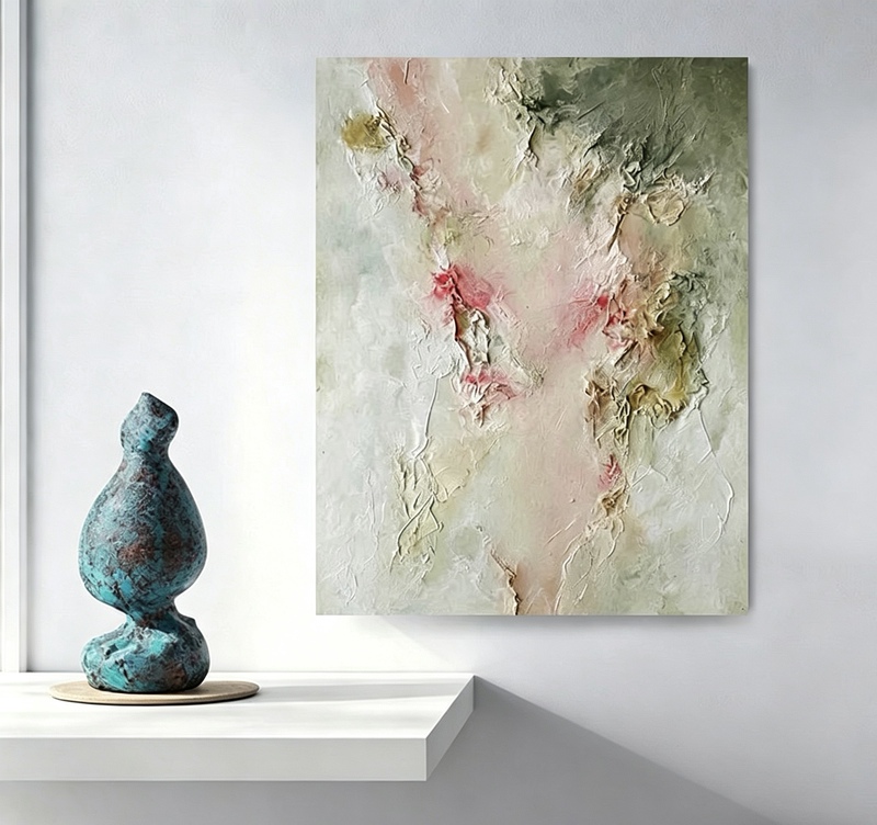 Xiaoxin's Pure Hand-Painted Oil Painting "Roses" with Artistic Texture, Recommended by Luxury Homestay Interior Designers as a Decorative Painting