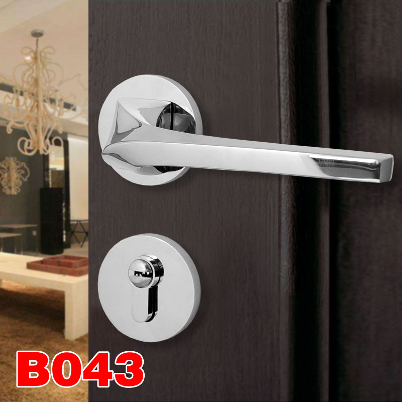 Muted American Door Lock Silver Color Room Door Lock Indoor Bedroom Retro Door Door Handle Suit Two-piece Lock Magnetic Suction Lock