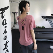  Sports top womens loose running blouse gym quick-drying T-shirt net red thin yoga suit short-sleeved summer thin section