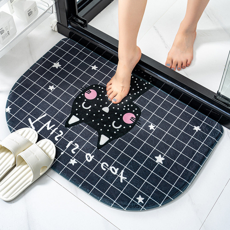 Semicircle Bathroom Doormat ANTI-SLIP BEDROOM DOOR CUSHION FOOT CUSHION HOME ENTRANCE DOOR RUG WATER SUCTION COOL MAT DRESSING ROOM GROUND MAT