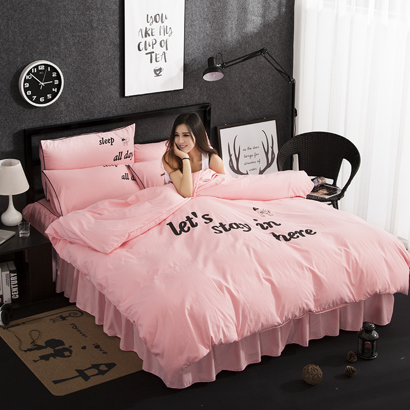 Cotton quilt cover màu rắn đôi 2.0 mùa 1.5 mét 1.8 m khăn trải giường sinh viên ký túc xá bộ đồ giường cưới quilt cover