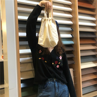 Qiao's cute simple thin small handbag MUJI original color casual versatile bag travel cosmetics