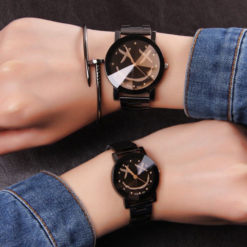 Fashion Trends Cartoon Cute & Smiling Faces for men and women Jane about original Cebu students Bestie and black and white lovers watch a pair