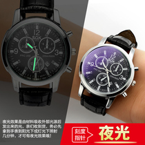 Korean Version Men Sports Fashion Casual Leather Belt Trend Lover Watch Quartz Watch Students Waterproof South Korea Minimalist Watches