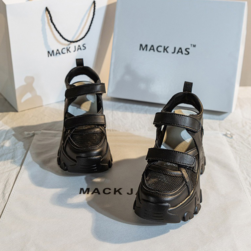 Hong Kong Mackjaschk Genuine Leather 2026 Summer New Style Outerwear Hollow Thick-Soled Height-Increasing Closed-Toe Sandals for Women Hong Kong Mackjaschk Genuine Leather 2026 Summer New Style Outerwear Hollow Thick-Soled Height-Increasing Closed-Toe Sandals for Women