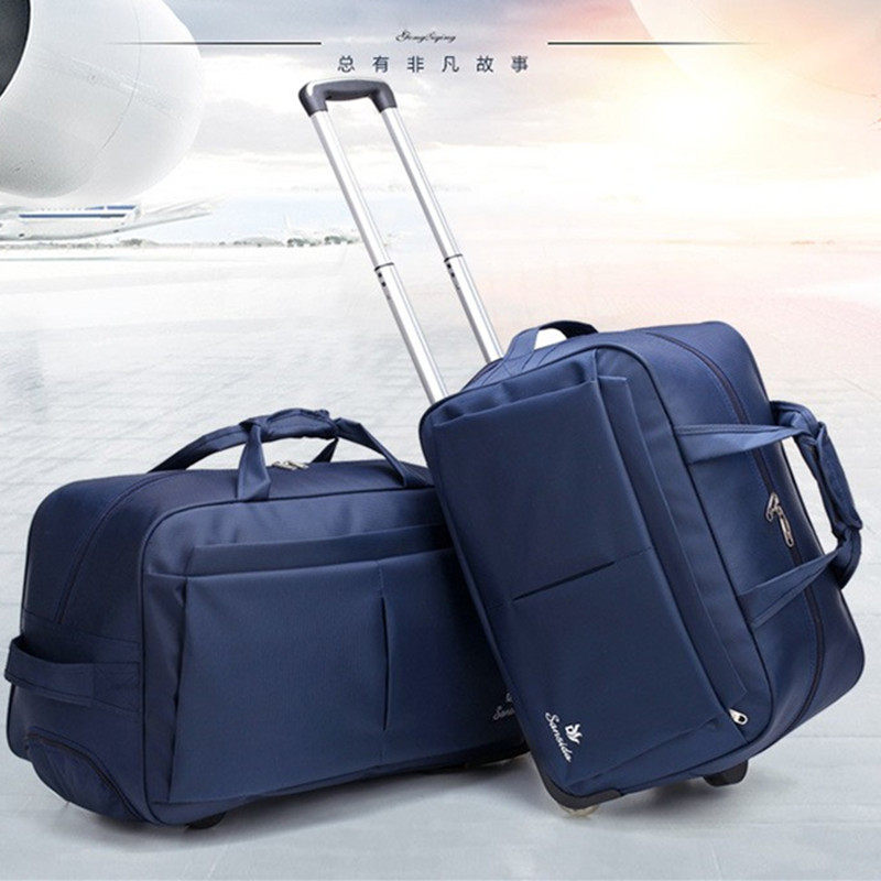 2023 New Men's Hand Pull Rod Bag Black Folding Travel Bag Large Capacity Oxford Cloth Wheel Luggage Luggage Bag-Taobao