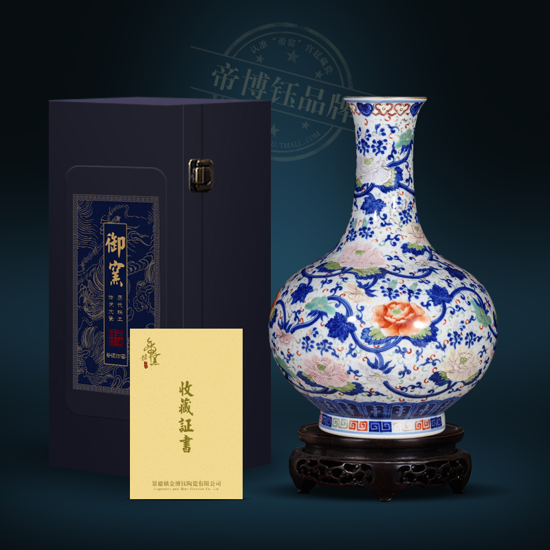 Jingdezhen ceramics the qing qianlong hand - made Chinese blue and white color bucket vase sitting room porch rich ancient frame antique furnishing articles