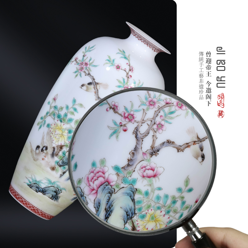 Jingdezhen ceramics antique hand - made pastel for bottles of Chinese style living room porch TV ark, rich ancient frame decorative furnishing articles