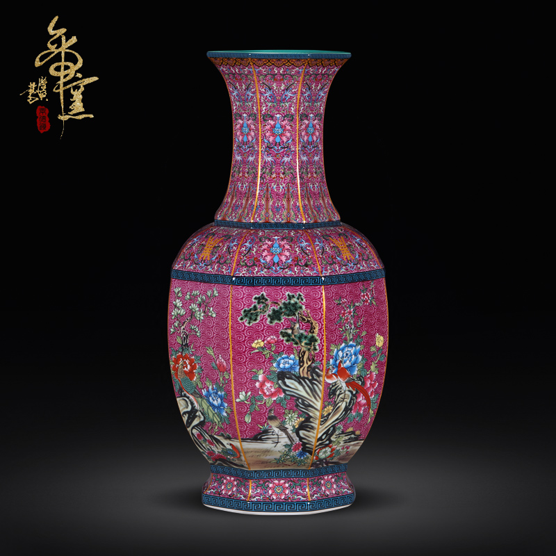 Archaize qianlong emperor up jingdezhen ceramics vase eight square bottle of powder enamel drama the qing decorative crafts
