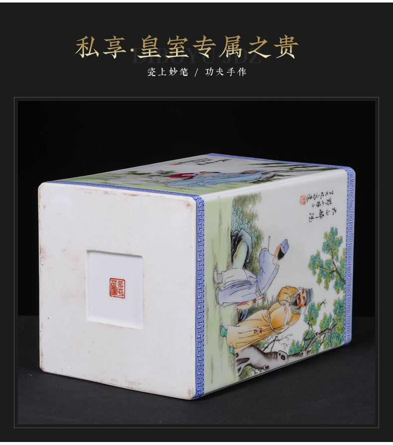 Jingdezhen ceramics powder enamel of the republic of hand - drawn characters pen container with Chinese style living room a study antique decorative furnishing articles