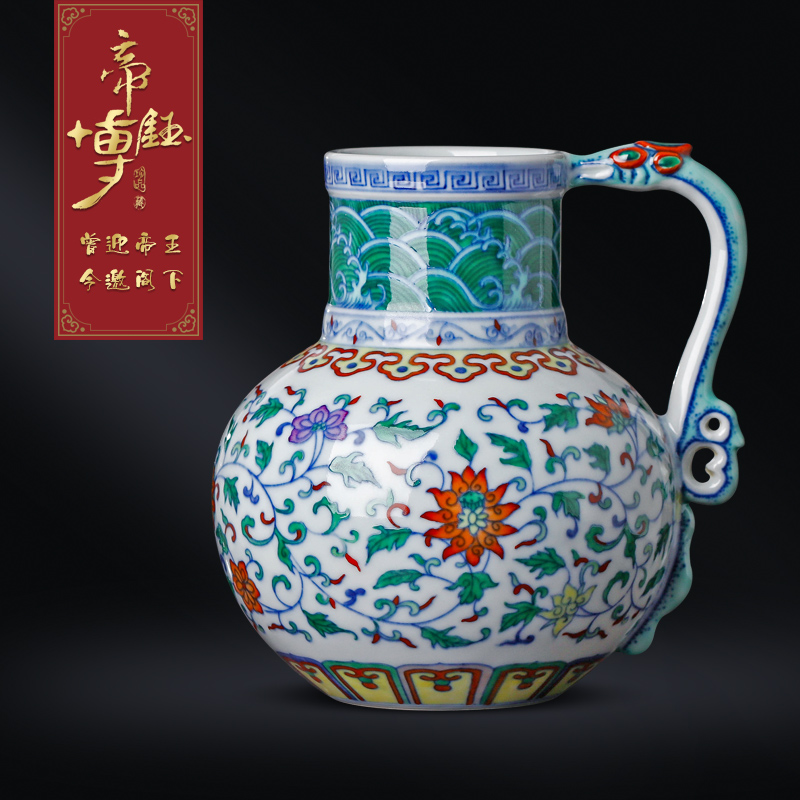 Blue and white color bucket hand - made antique vase jingdezhen ceramics furnishing articles furnishing articles of Chinese style flower watering the sitting room adornment