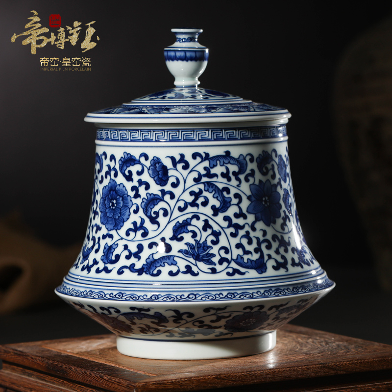 Antique hand - made porcelain of jingdezhen ceramics bound lotus flower tea pot flowers large flower pot cover can treasure phase furnishing articles