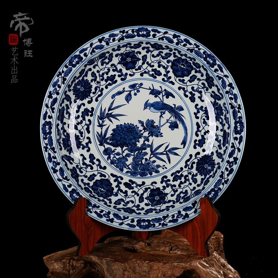 Specials boutique hand - made antique blue and white porcelain of jingdezhen ceramics hang dish plate hanging the adornment that occupy the home dish by dish