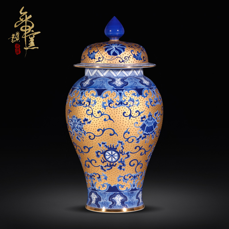 Jingdezhen ceramics new upmarket new Chinese vase is manually set gold cheer furnishing articles in general can study