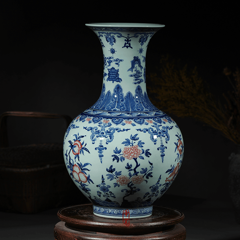 Jingdezhen ceramics antique hand - made Chinese blue and white porcelain vase sitting room porch TV ark, flower adornment furnishing articles