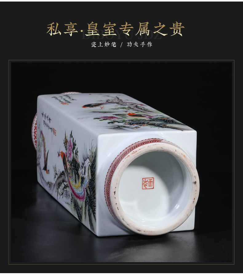 Jingdezhen ceramic powder enamel hand - made flowers and birds of the republic of China with Chinese style sitting room porch study rich ancient frame decorative furnishing articles