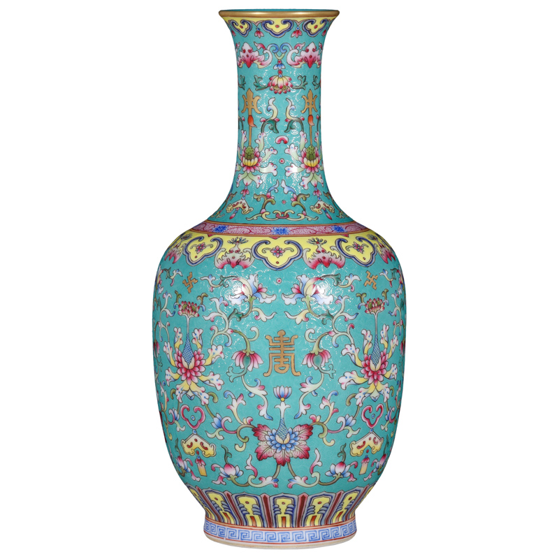 Emperor up jingdezhen hand - made archaize ceramic vase grilled green flower of Chinese style porch decoration as furnishing articles collection