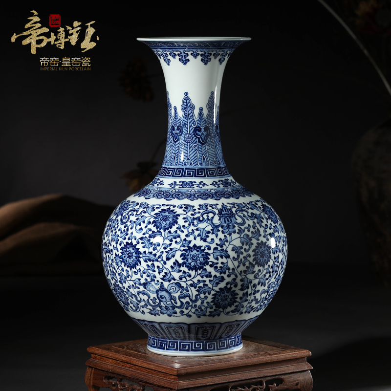 Jingdezhen ceramics vase furnishing articles antique hand - made of blue and white porcelain bottle of blue flower arrangement sitting room adornment gift porcelain