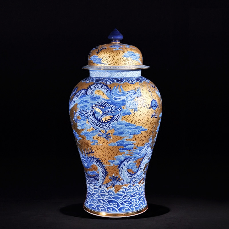 Jingdezhen ceramics high - end antique hand - made with jinlong general pot vase sitting room adornment TV ark, furnishing articles