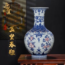 Jingdezhen porcelain Antique hand-painted blue and white porcelain vase Chinese living room entrance TV cabinet flower arrangement decorative ornaments