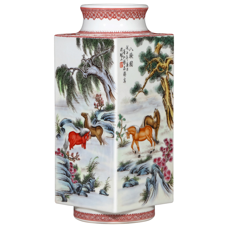 Jingdezhen ceramics imitation hand - made famille rose 8 figure of the republic of China with Chinese style living room porch rich ancient frame furnishing articles