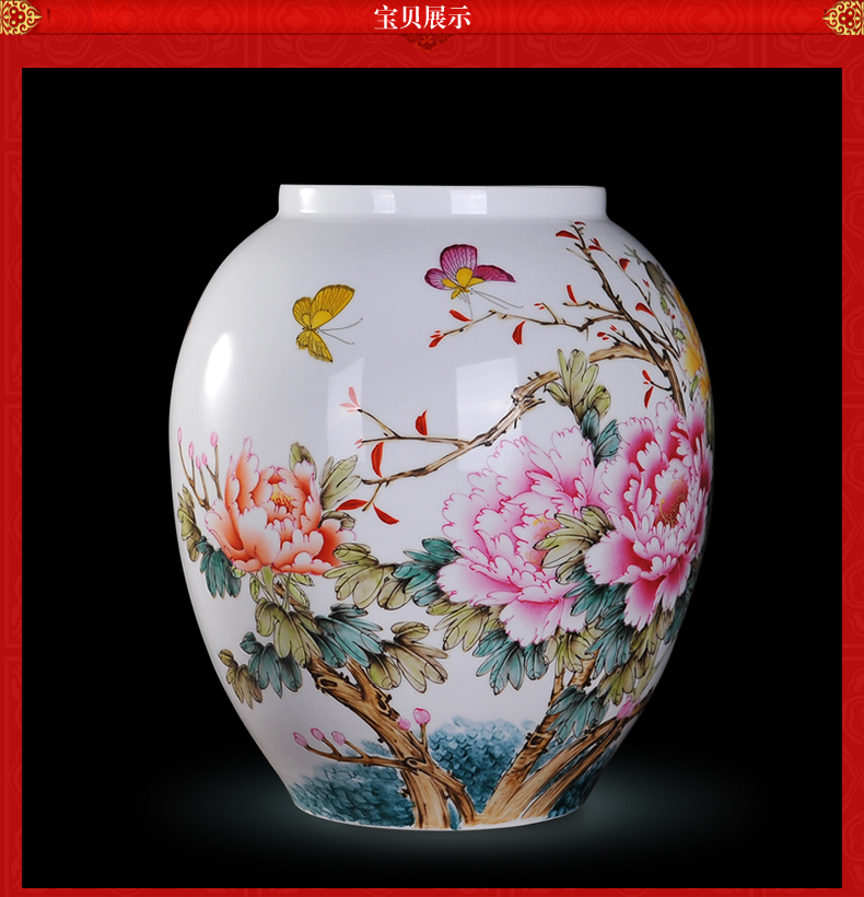 Jingdezhen ceramics Xiong Guiying hand made pink butterfly vase peony modern decorative crafts