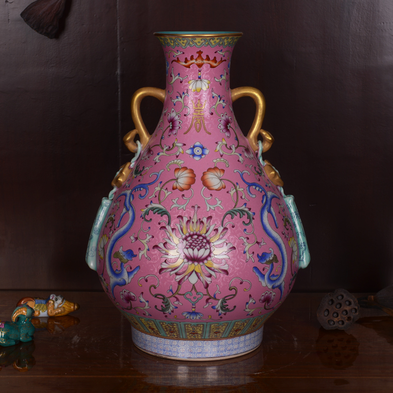 Jingdezhen ceramics high - grade foundation okho spring archaize qianlong vase household adornment process sitting room furnishing articles