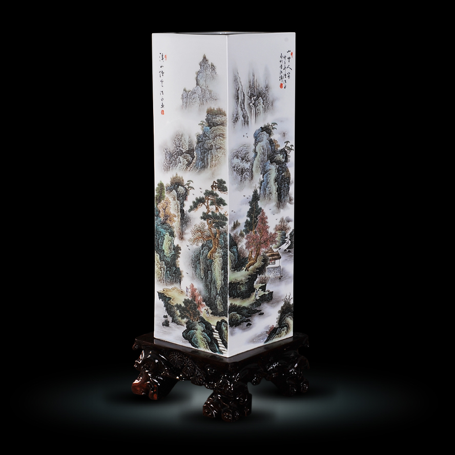 Jingdezhen ceramics hand - made enamel vase mountain people mountain shuimu fashion modern household handicraft furnishing articles