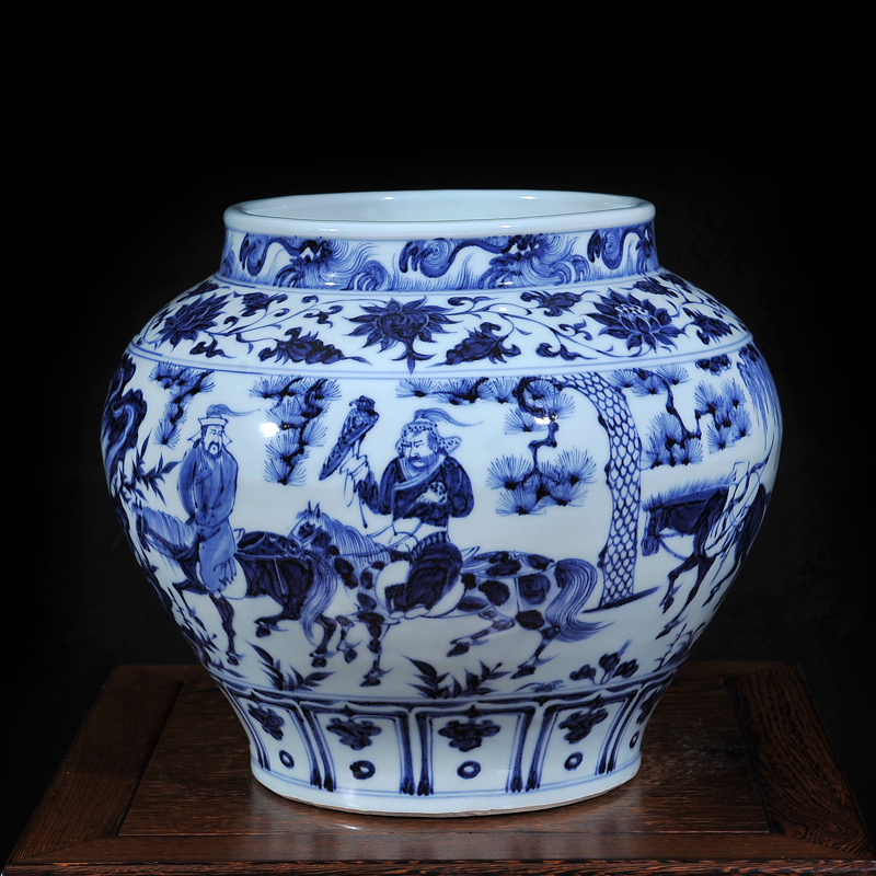 Jingdezhen porcelain porcelain vase under the yuan and Ming blue and white month after han xin jar furnishing articles collection of classical arts and crafts