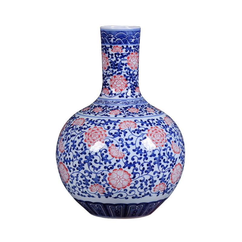 Jingdezhen blue and white porcelain vase of pure manual youligong large sitting room tree archaize handicraft furnishing articles