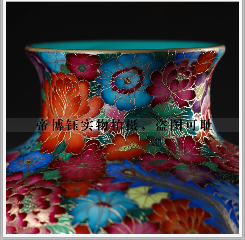 Jingdezhen ceramic antique hand - made colored enamel longfeng wanna wear vase furnishing articles sitting room decoration home decoration process