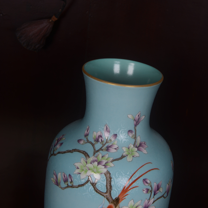 Jingdezhen ceramics high - grade hand - made archaize qianlong blue tail vase household adornment process sitting room furnishing articles