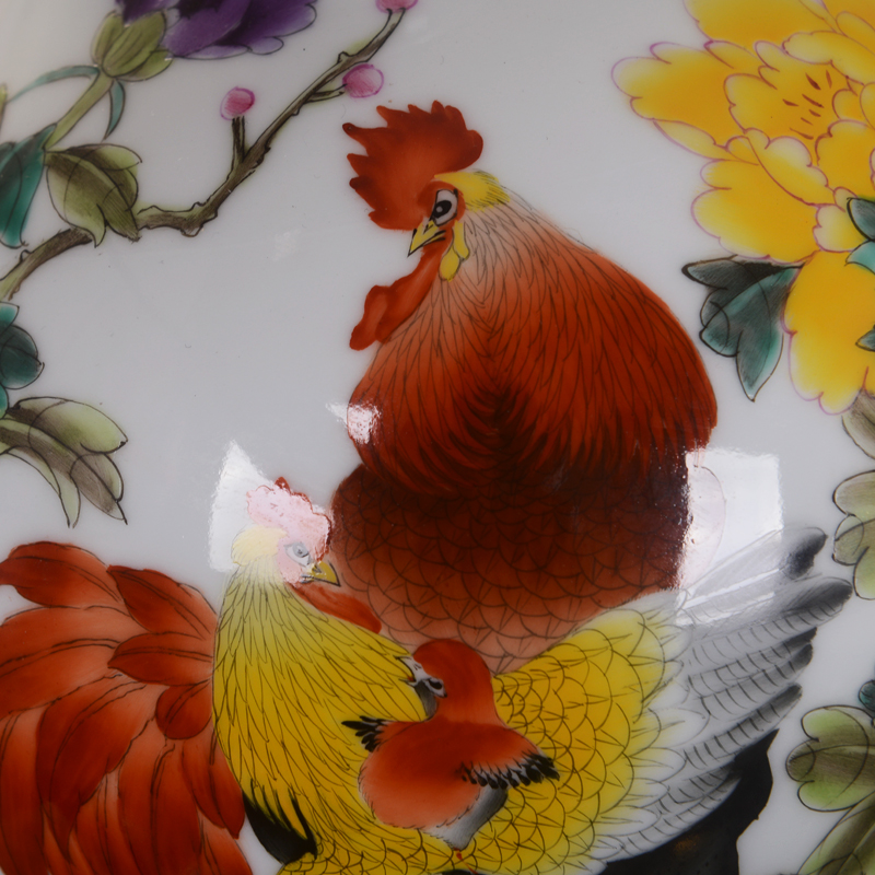 Jingdezhen ceramics powder enamel vase rooster hand - made photo bottles of sitting room furniture handicraft furnishing articles