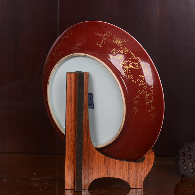Jingdezhen ceramics imitation the qing qianlong red bottom paint longfeng lines hanging dish dish home fashion decoration decoration