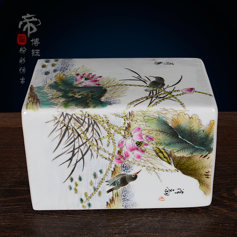 Jingdezhen ceramics imitation the qing the qing qianlong pastel hand - made lotus boring vase archaize home handicraft furnishing articles