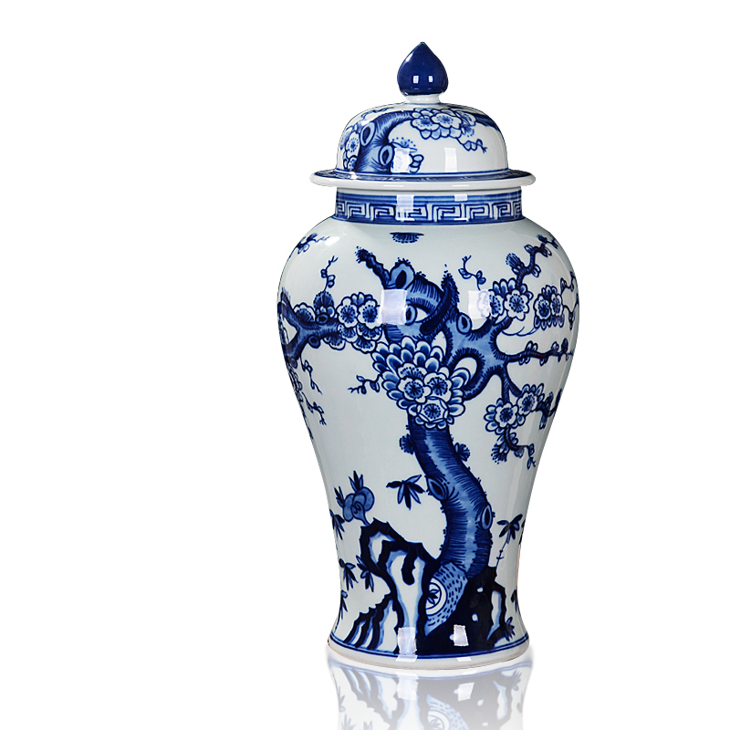Package mail jingdezhen ceramic vase furnishing articles antique hand - made general blue and white porcelain jar of storage tank sitting room arts and crafts