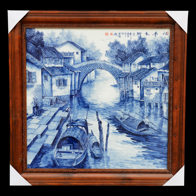 The Master of jingdezhen ceramics hand - made works jiangnan blue and white porcelain plate paintings hang wall act the role ofing high - grade home arts and crafts