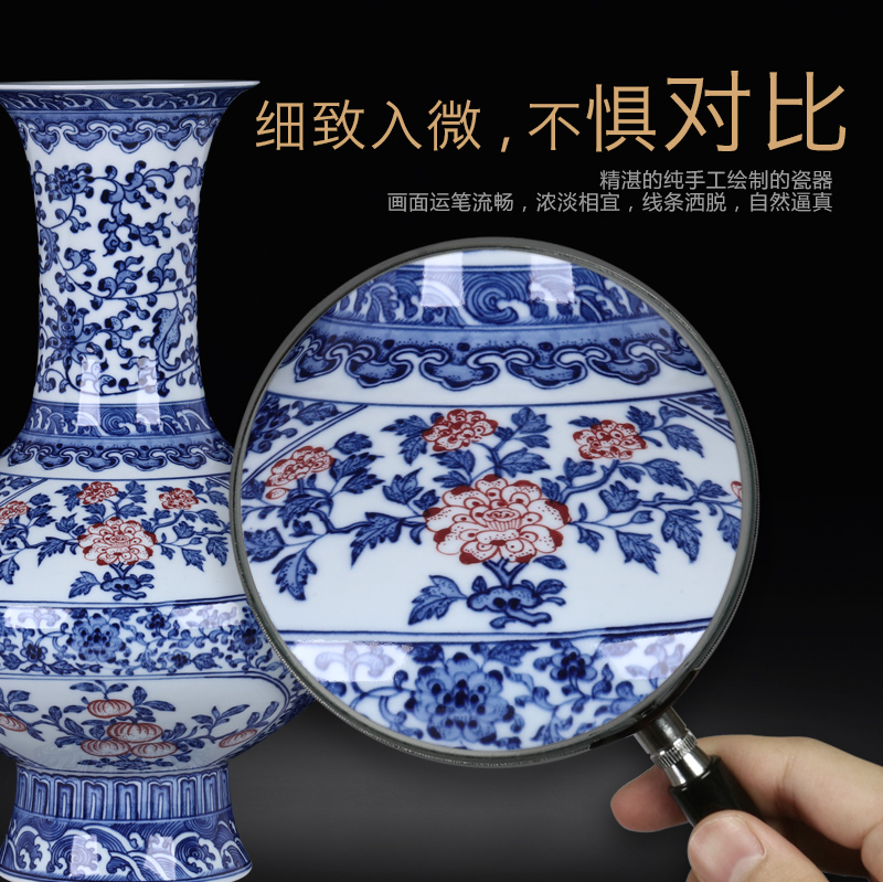 Jingdezhen ceramic vases, antique hand - made porcelain youligong modern Chinese style living room decorative crafts