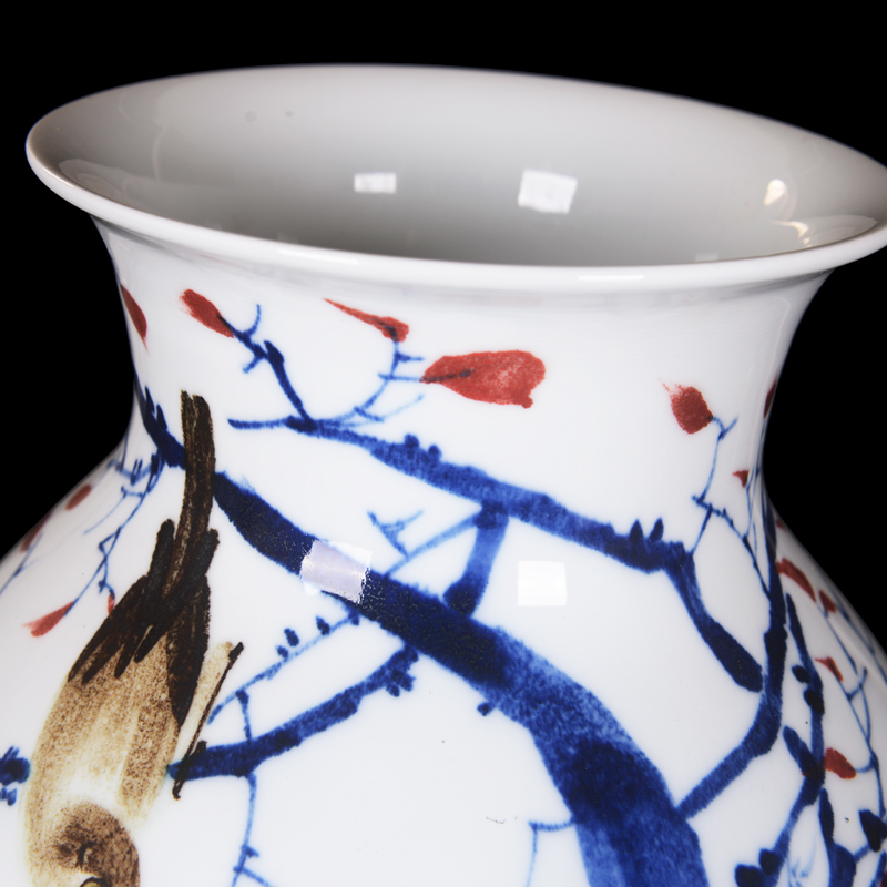 Master hand made blue and white porcelain vases, jingdezhen ceramics Chinese style living room TV ark, flower arranging porch is decorated furnishing articles