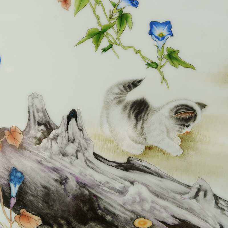 Jingdezhen ceramics masterpieces pastel painting murals play hand - made porcelain wooden partition, modern household crafts are sitting room