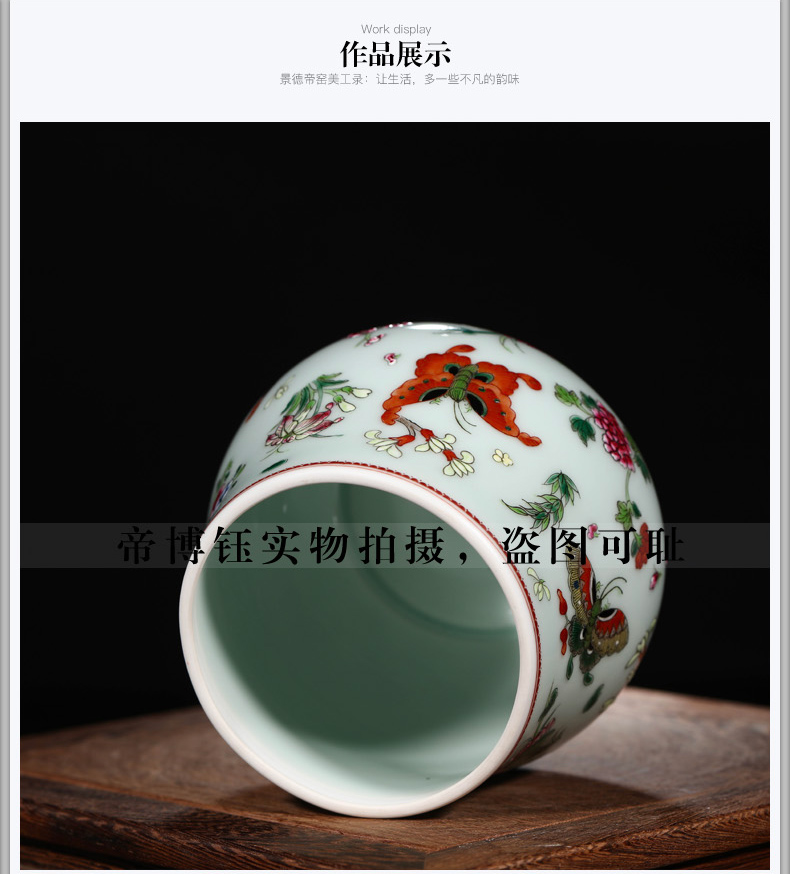 Jingdezhen ceramics antique hand - made azure glaze butterfly tea pot storage tank adornment handicraft furnishing articles