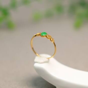 Ice full of green natural grade a jade cabochon ring