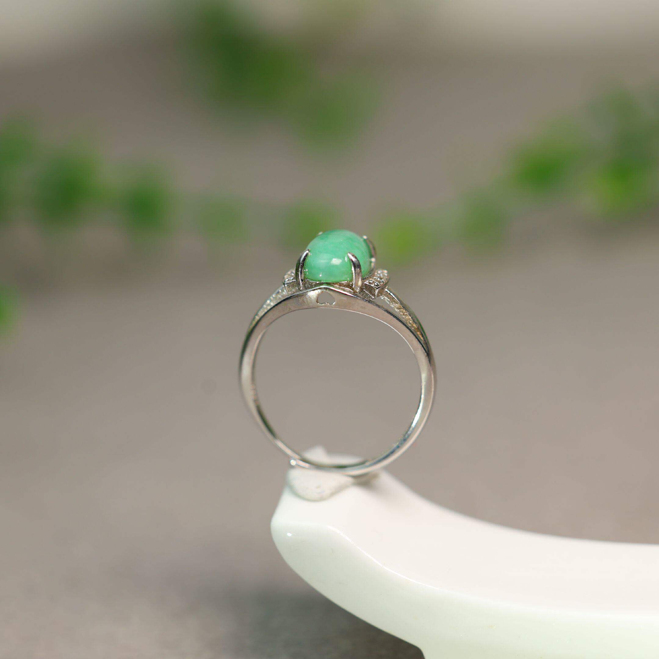 Natural Grade A Jade Oval Egg Ring