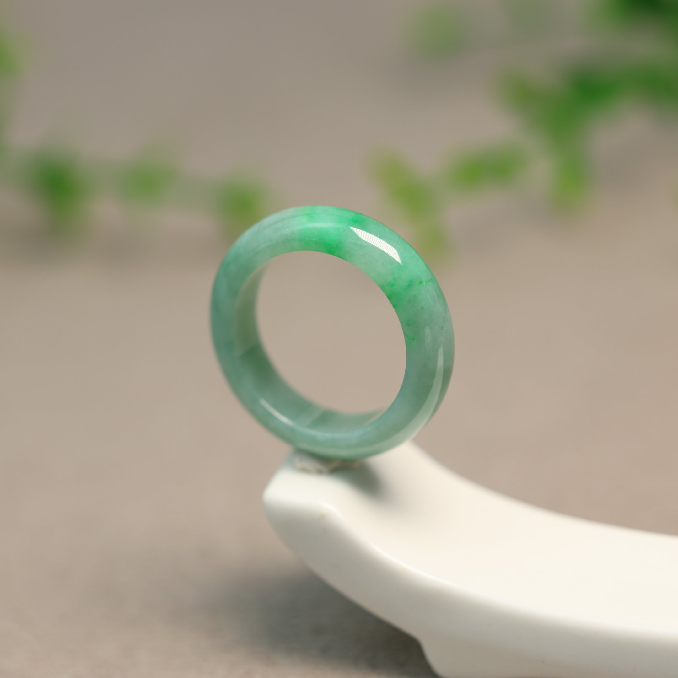 #N411 Piaoyang Green Burmese Natural Grade A Jade Ring No. 16 Women’s Ring Ring