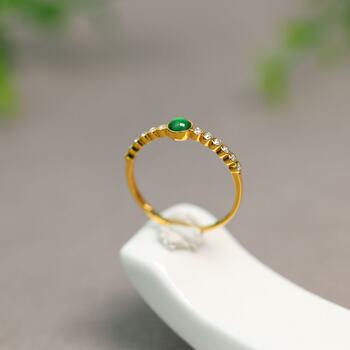 Emerald cabochon ring fashion small clear women's ring