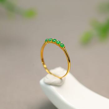 Ice full of green natural grade a jade cabochon ring
