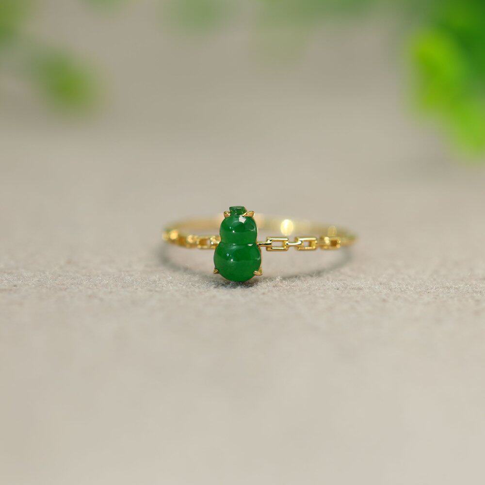 Myanmar natural grade A jade gourd ring