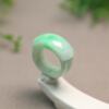 Waxy bottom Piaoyang Green Natural Grade A Jade Saddle Ring
