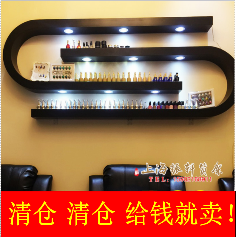 Nail art cabinet display cabinet nail polish display cabinet black nail shop display shelf wall-mounted nail oil glue